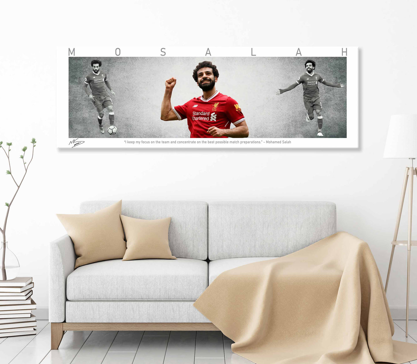 Mohamed Salah Football Panorama Stretched Canvas Wall Art wall art