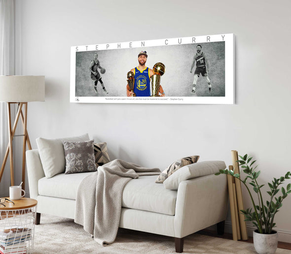 Stephen Curry Basketball Panorama Stretched Canvas Wall Art wall art