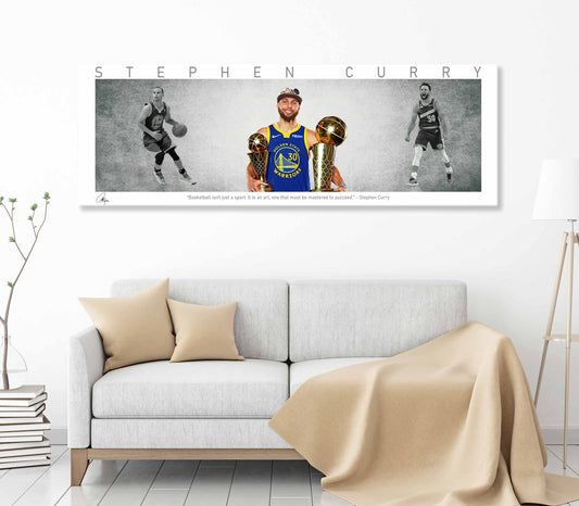 Stephen Curry Basketball Panorama Stretched Canvas Wall Art wall art