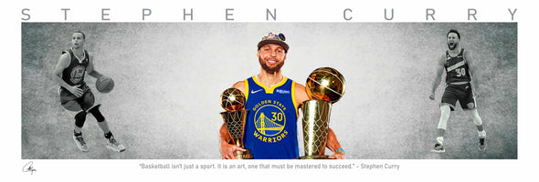 Stephen Curry Basketball Panorama Stretched Canvas Wall Art wall art