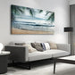 Tropical Beach Ocean Waves Blue Sky Palm Tree Leaves Scene Wall Art canvas office home room framed 120x60cm