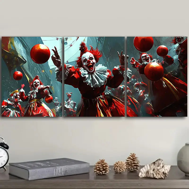 3pcs The Clown at the Party Metal Print Ready to Hang Art
