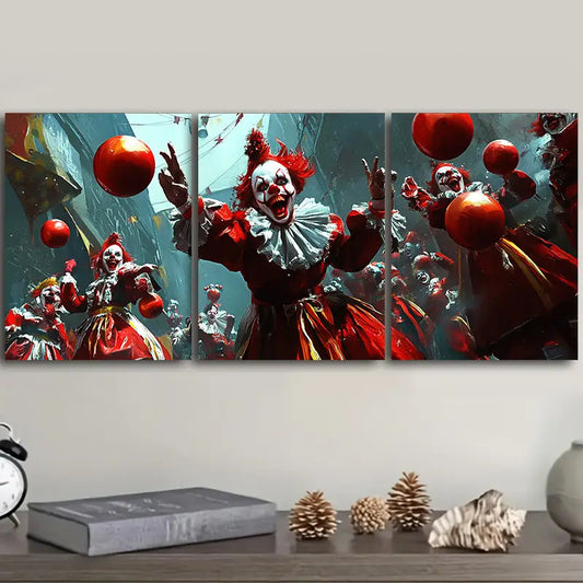 3pcs The Clown at the Party Metal Print Ready to Hang Art