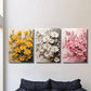 3pcs Yellow, White, Pink Blooming Branches Metal Print Ready to Hang Art