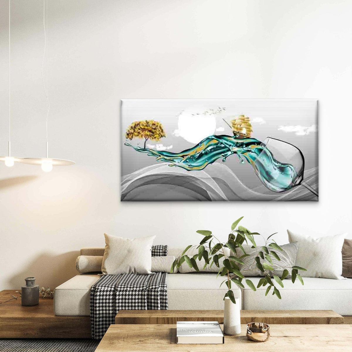 Sailing Ship Journey with Wine Wall Art Canvas Office Home Room Framed 80x45cm