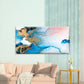 Blue Gold Abstract Canvas Wall Art Canvas Office Home Room Framed 120x60cm