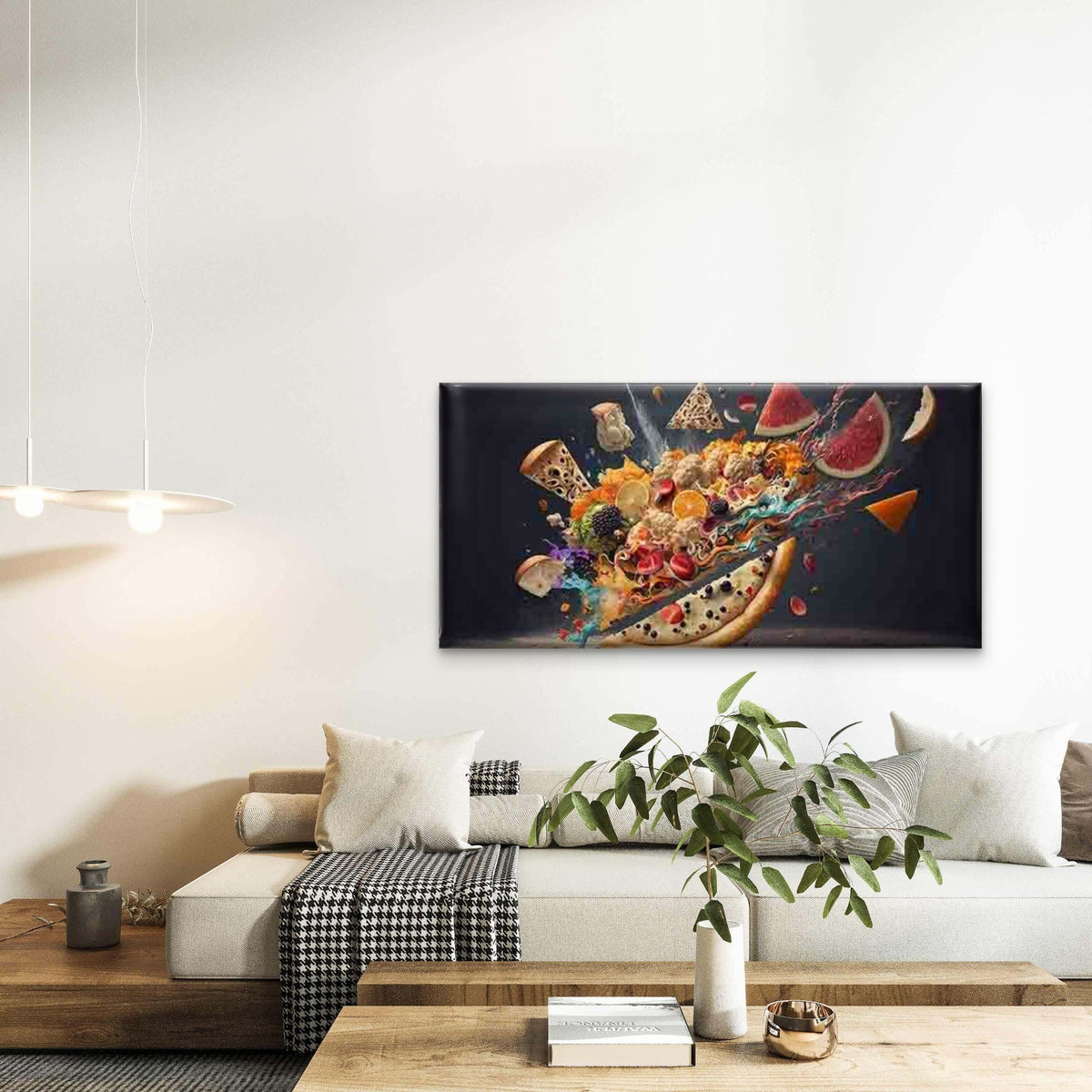 Abstract And Culinary Explosion Wall Art Canvas Office Home Room Framed 120x60cm