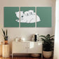 3pcs Cute Bear & Youngsters Bear Green, White & Gray Metal Print Ready to Hang Art