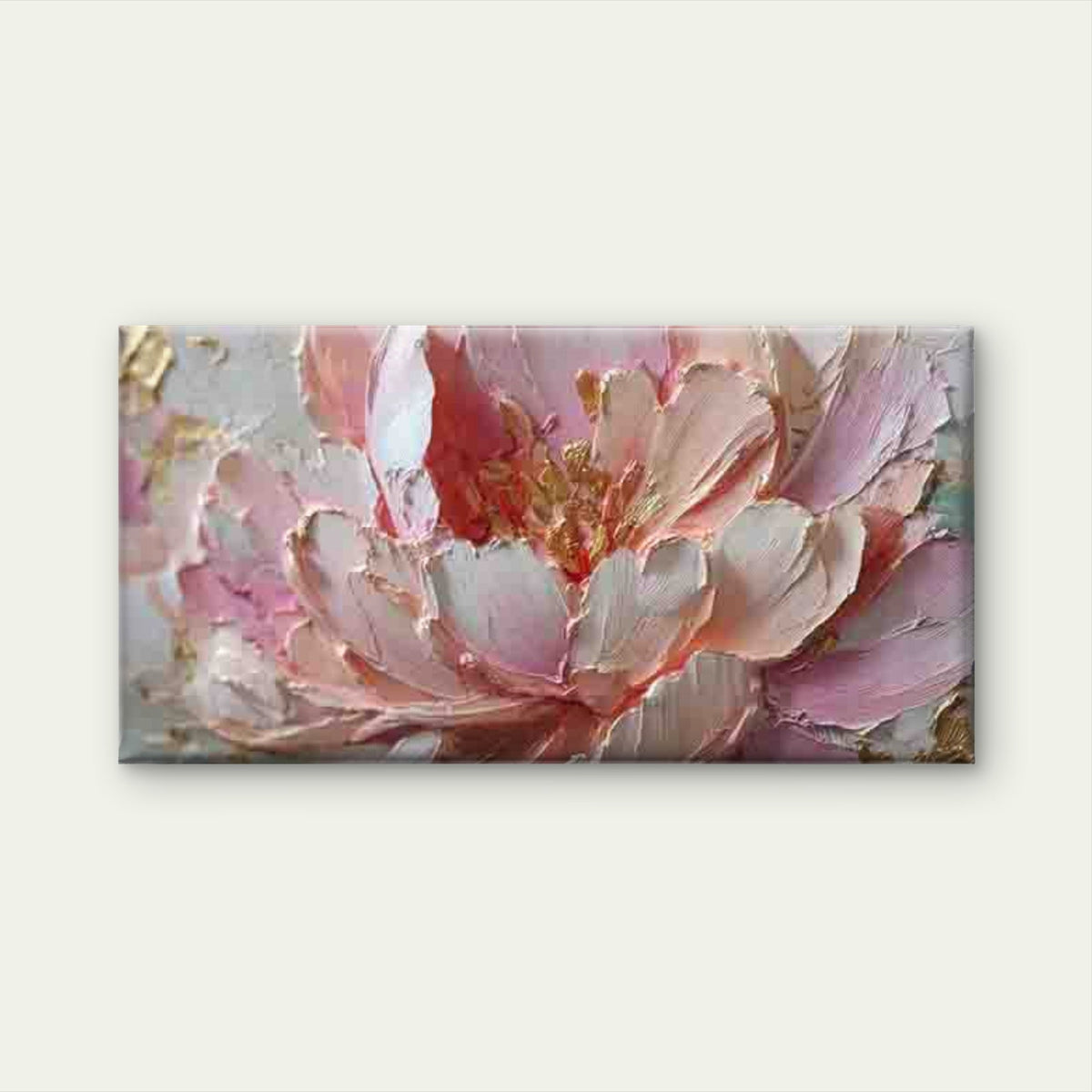 Soft Pink Peony Blossom Wall Art Canvas Office Home Room Framed 120x60cm