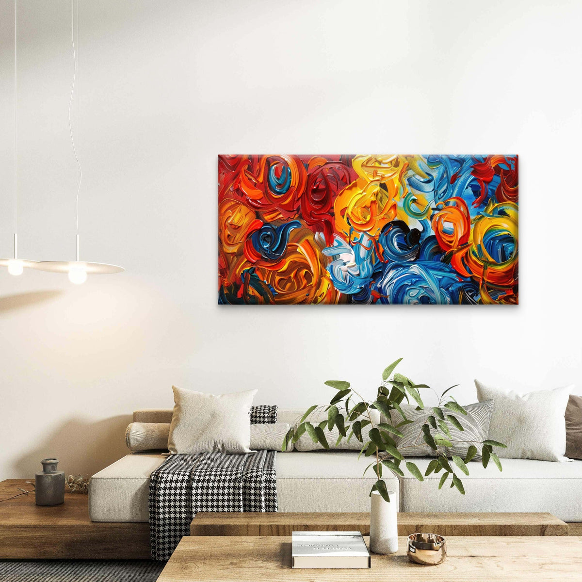 Vibrant Swirls Of Abstract Colo Wall Art Canvas Office Home Room Framed 120x60cm