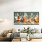 White and Orange Floral Design Wall Art Canvas Office Home Room Framed 120x60cm