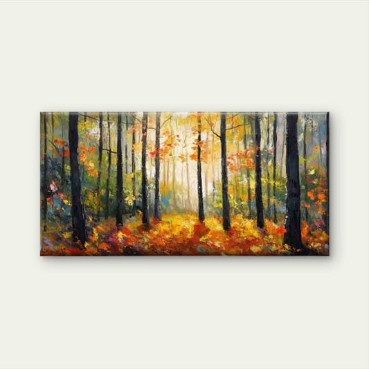 Autumn Forest Landscape Wall Art Canvas Office Home Room Framed 80x45cm