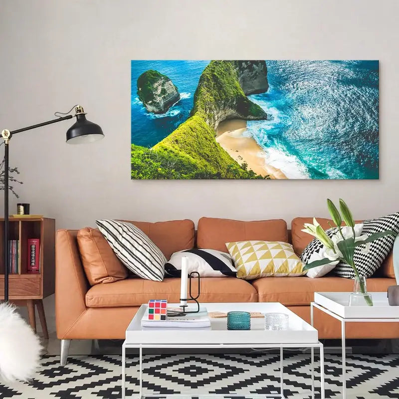 Kelingking Beach Bali Indonesia Coastal Cliff & Turquoise Ocean Wall Art canvas office home room framed 120x60cm