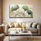 Embossed Ginkgo Leaves in Light Green Beige Wall Art Canvas Office Home Room Framed 80x45cm