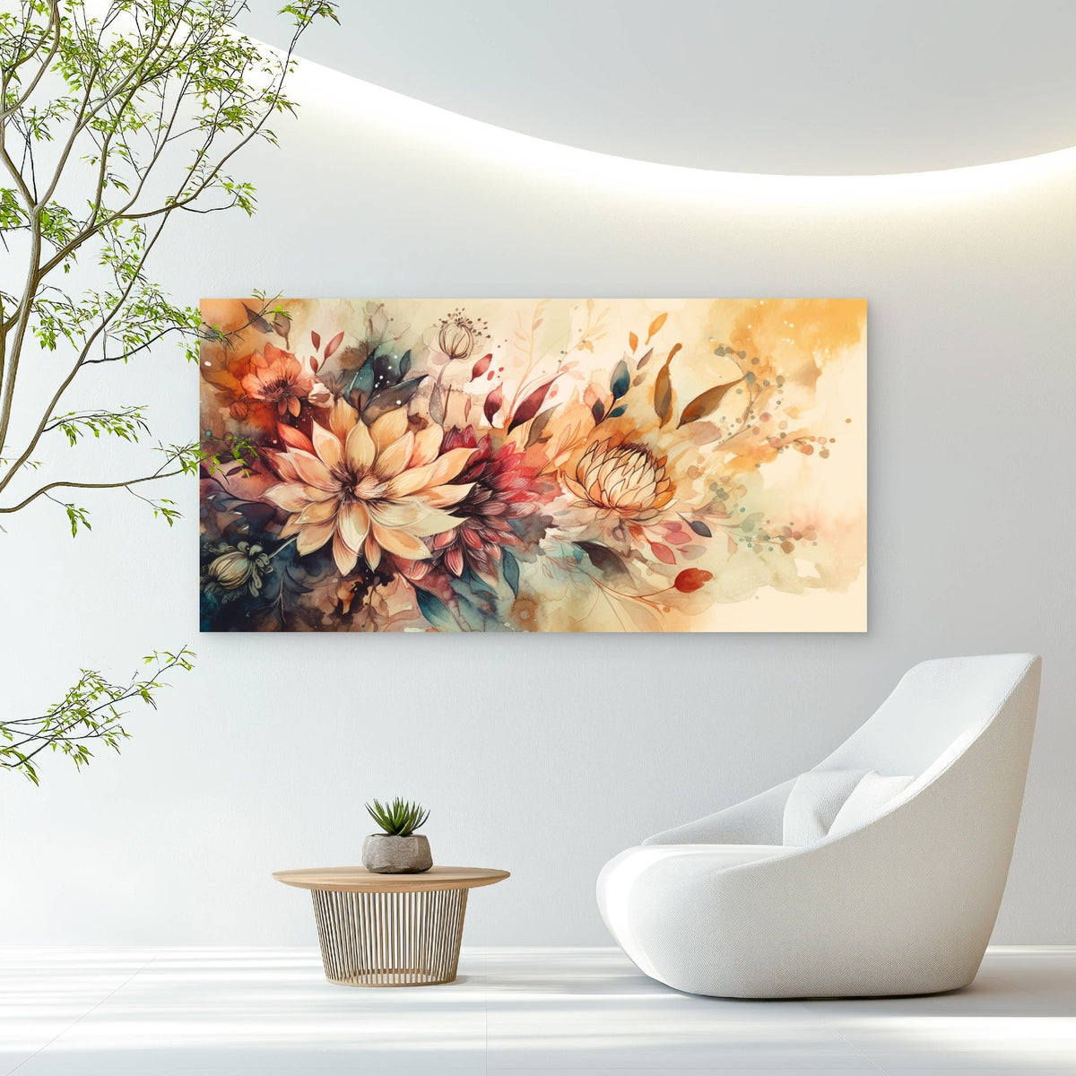 Elegant Botanical Bloom Paint Wall Art Canvas Office Home Room Framed 80x45cm