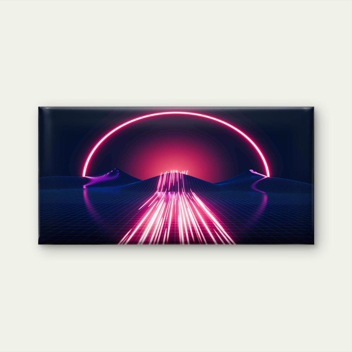 80s Synthwave Landscape Wall Art Canvas Office Home Room Framed 80x45cm