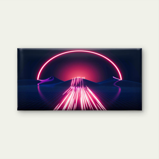 80s Synthwave Landscape Wall Art Canvas Office Home Room Framed 80x45cm