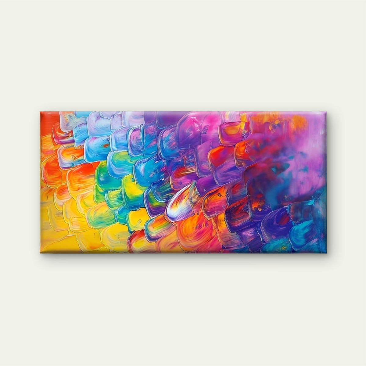Colorful Rainbow Impasto Wall Art Canvas Office Home Room Framed 120x60cm
