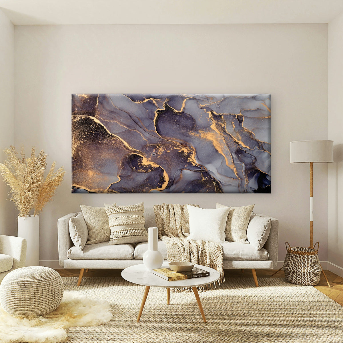 Abstract Gold And Grey Flow Wall Art Canvas Office Home Room Framed 120x60cm