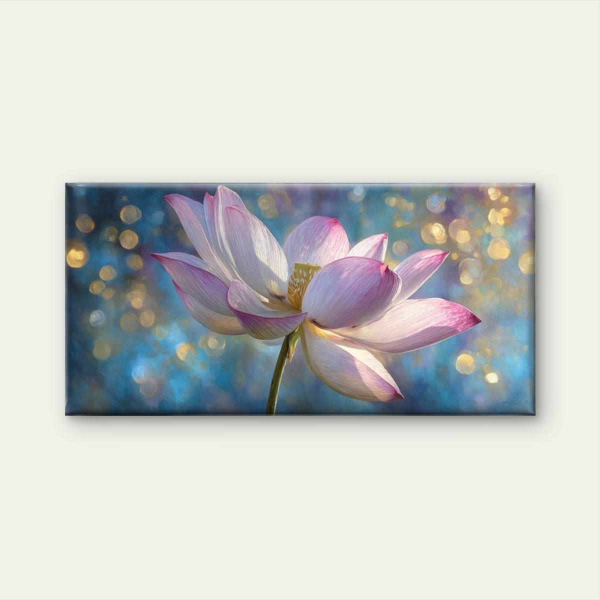 White & Pink for Lotus Flower Wall Art Canvas Office Home Room Framed 80x45cm