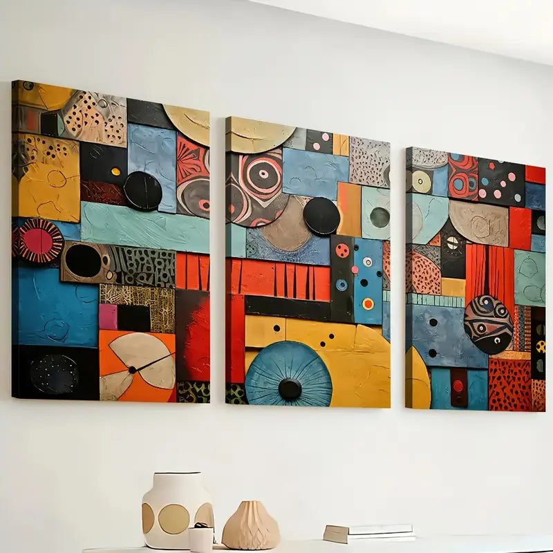 3pcs Retro Style Fashion Abstract Graphic Art Vintage Wall Art Set Canvas Framed 40x60cm - High Quality Print 100% Australian Made Wall Canvas Ready to Hang