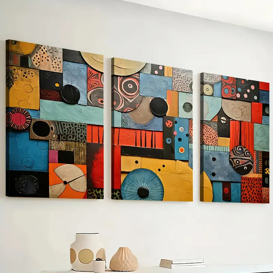 3pcs Retro Style Fashion Abstract Graphic Art Vintage Wall Art Set Canvas Framed 40x60cm - High Quality Print 100% Australian Made Wall Canvas Ready to Hang