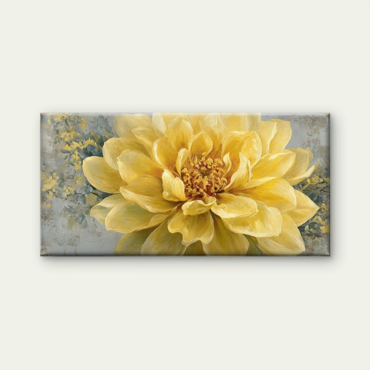 Elegant Yellow Dahlias Flower Wall Art Canvas Office Home Room Framed 80x45cm