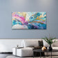 Blue Pink Gold Abstract Paint Wall Art Canvas Office Home Room Framed 120x60cm