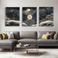 3pcs Winter Night Snowy with Daisy & Traditional House Metal Print Ready to Hang Art