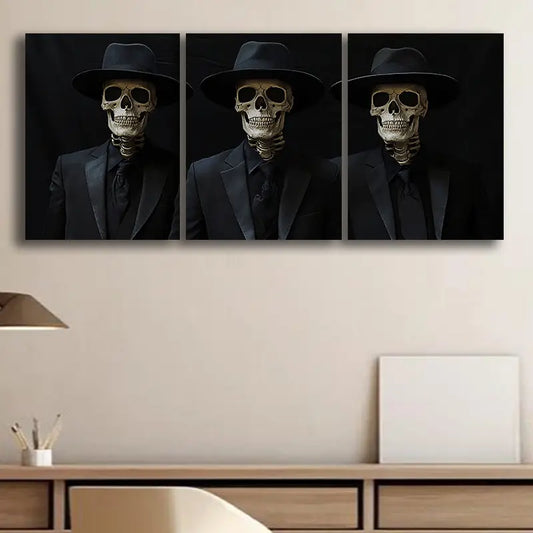 3pcs Skeleton in Suit Metal Print Ready to Hang Art