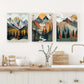 3pcs Watercolor Nordic Mountain Adventure Painting Metal Print Ready to Hang Art
