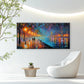 Lights Wet Pavement Reflection Wall Art Canvas Office Home Room Framed 80x45cm