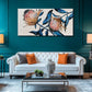 Blue Botanical Floral Modern Leaves Wall Art canvas office home room framed 120x60cm
