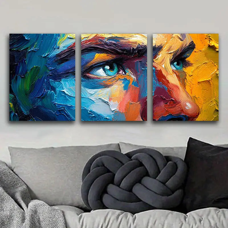3pcs Pigment Eyes Painting Metal Print Ready to Hang Art