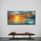 Glass Boat on a Sunset Sea Wall Art Canvas Office Home Room Framed 120x60cm