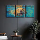 3pcs Swimming Puppy Metal Print Ready to Hang Art