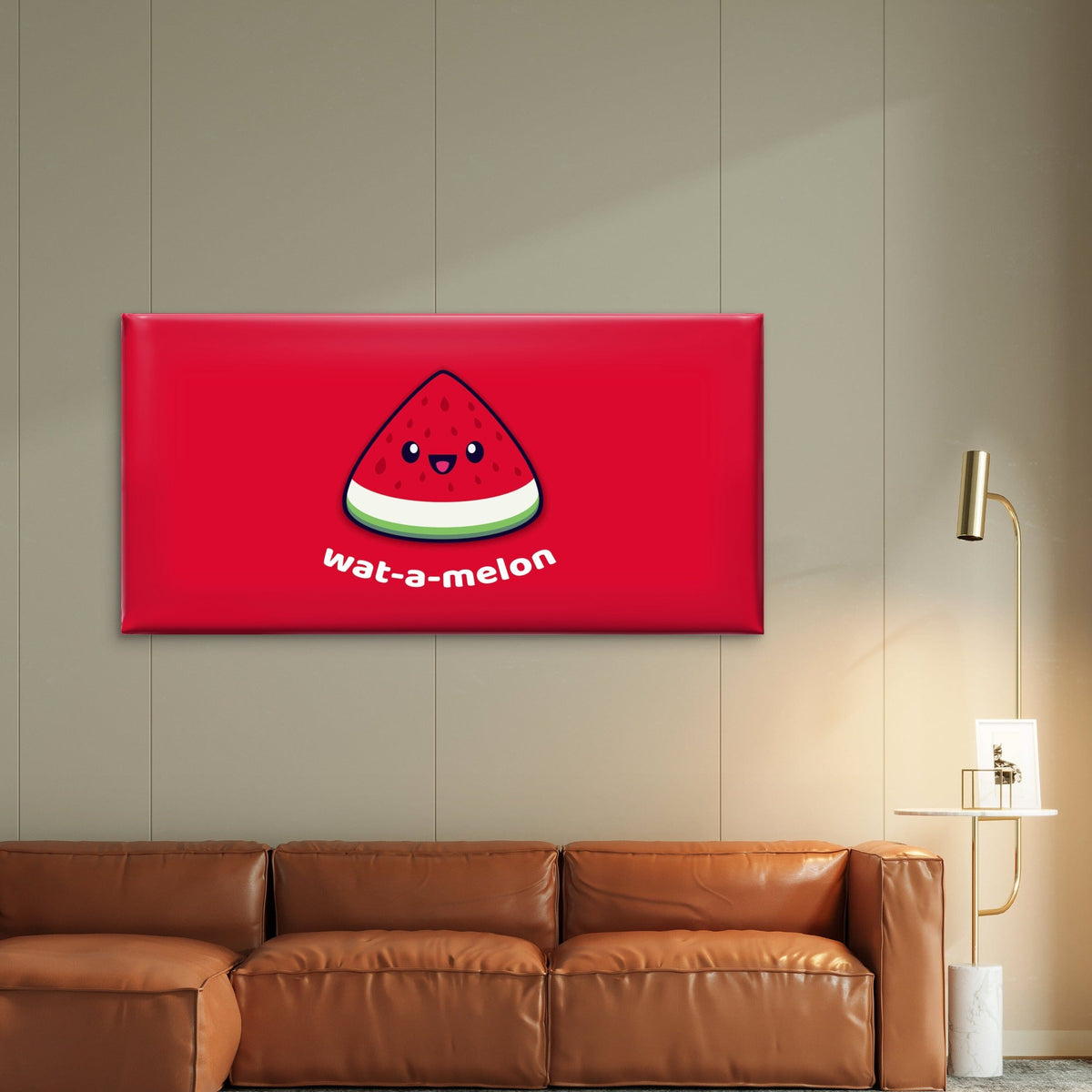 Bold Red Melon Cartoon Wall Art Canvas Office Home Room Framed 80x45cm