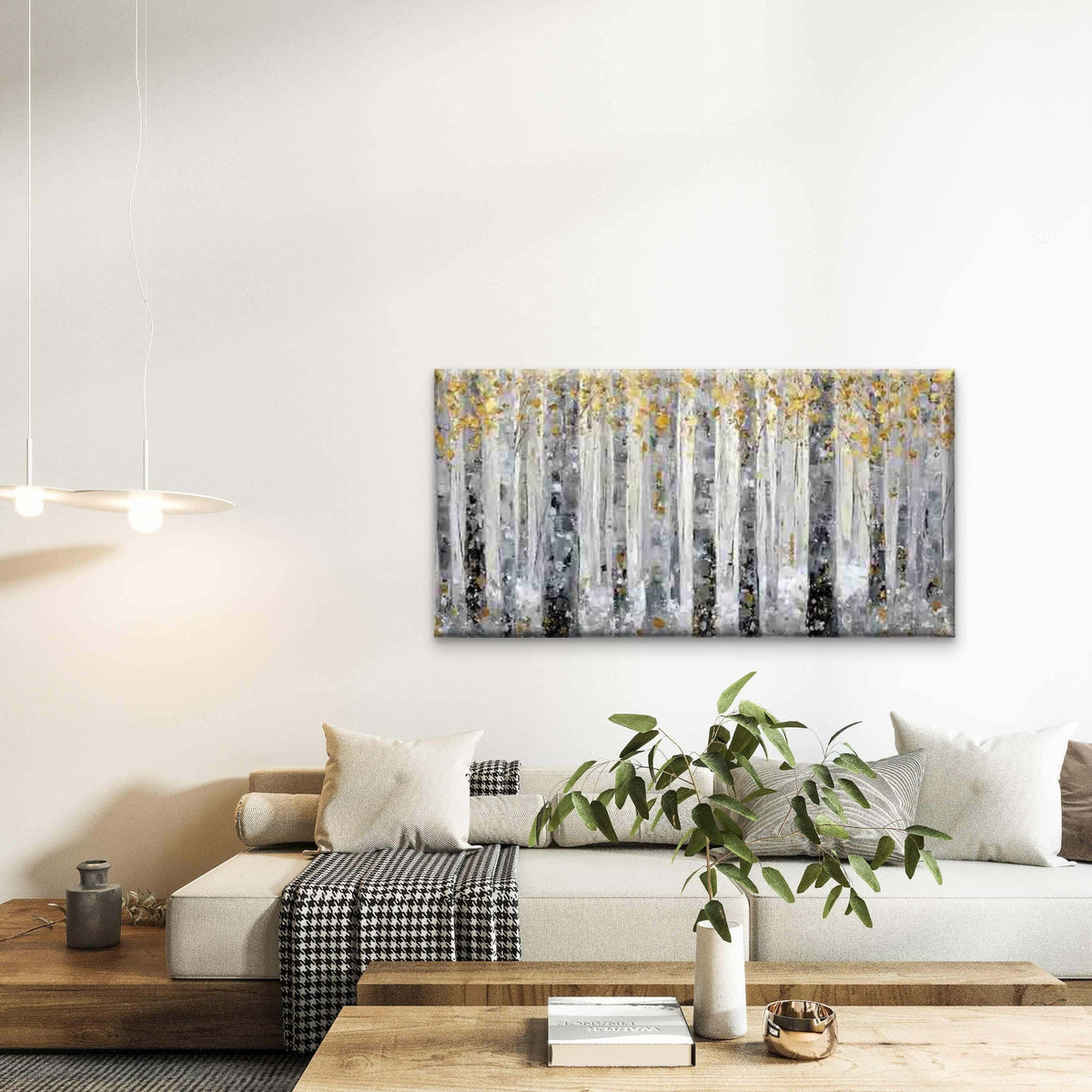 Abstract Winter Forest Wall Art Canvas Office Home Room Framed 120x60cm