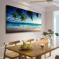Beach Waves Palm Tree Nature Wall Art canvas office home room framed 120x60cm