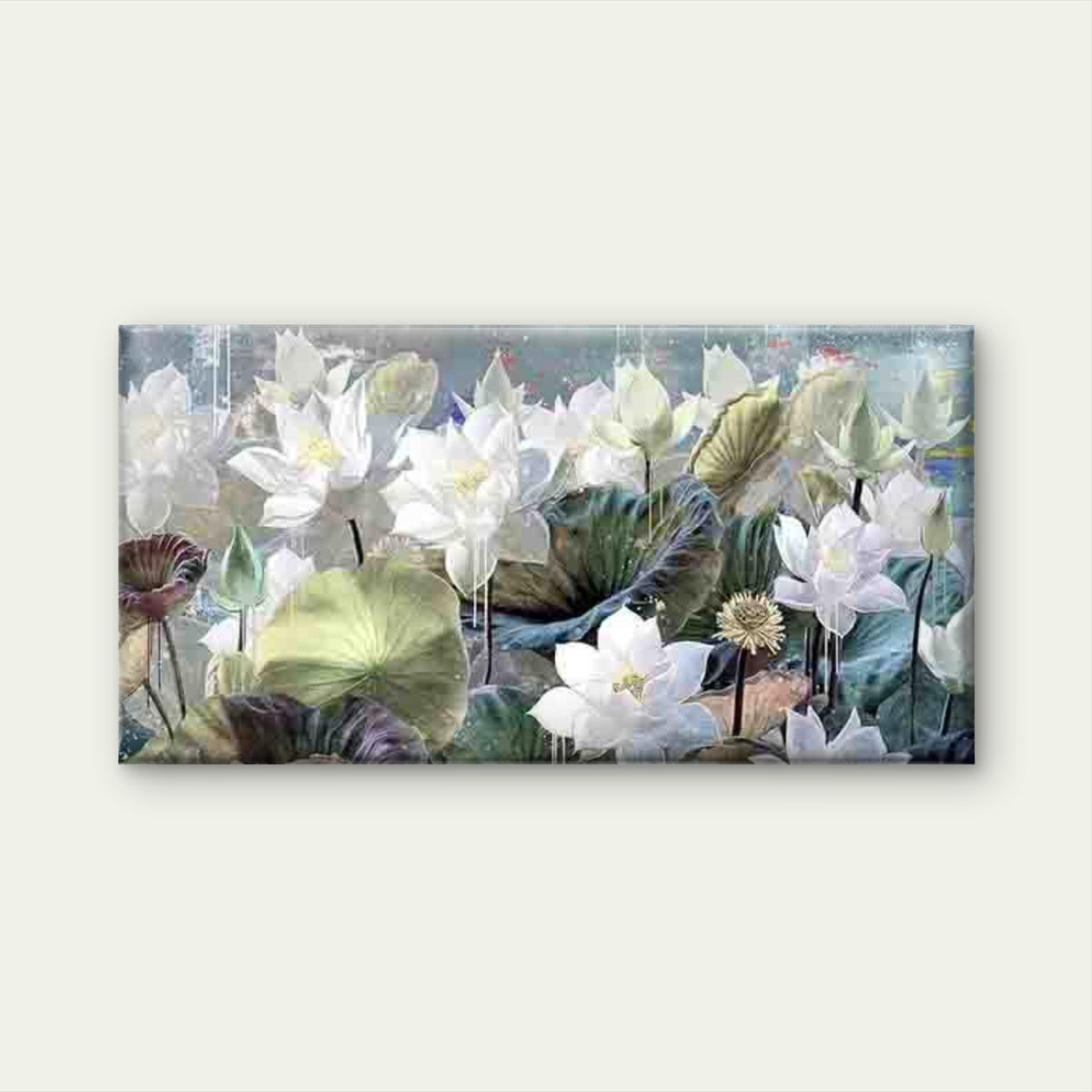 Blooming Lotus Flower Wall Art Canvas Office Home Room Framed 80x45cm