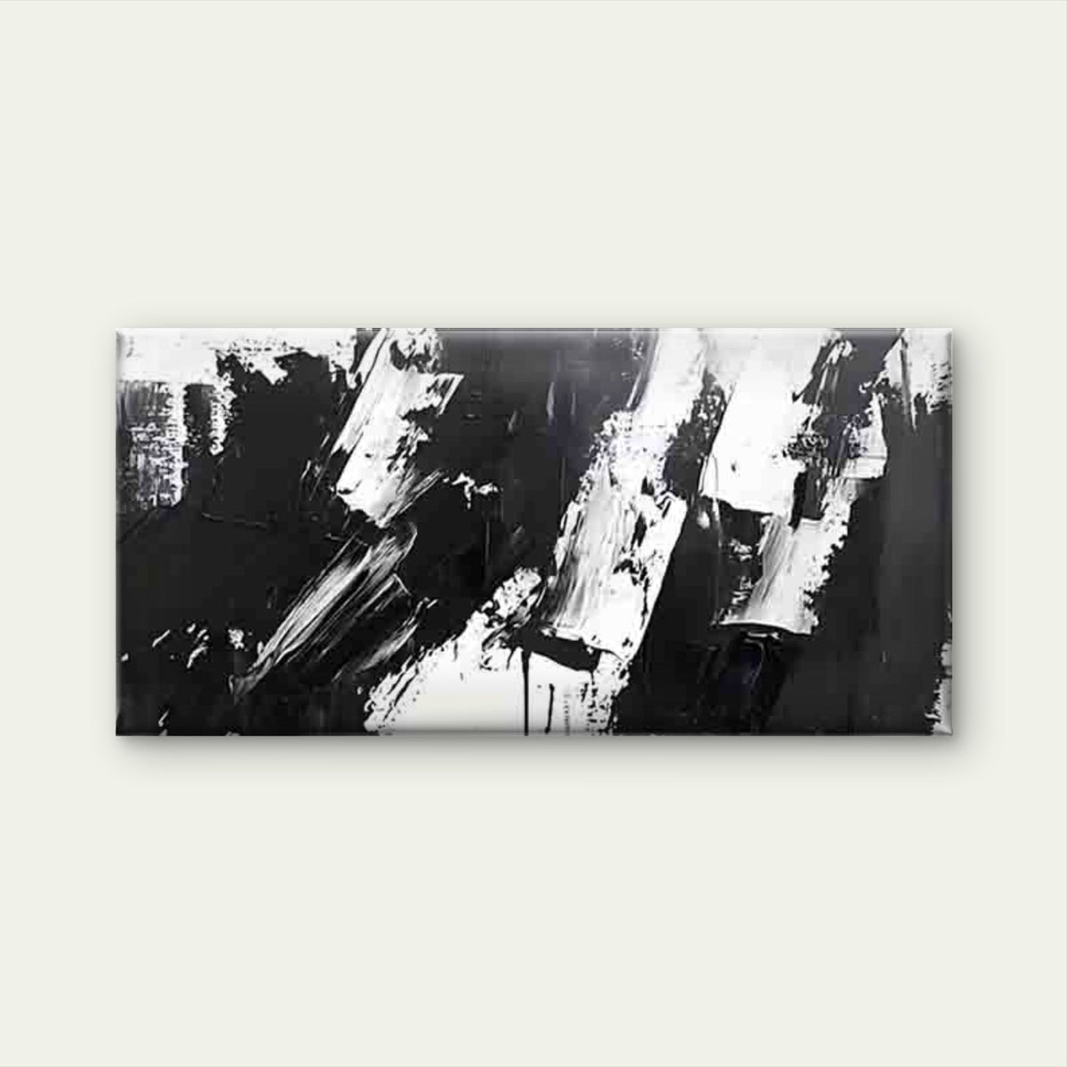Black And White Abstract Wall Art Canvas Office Home Room Framed 120x60cm