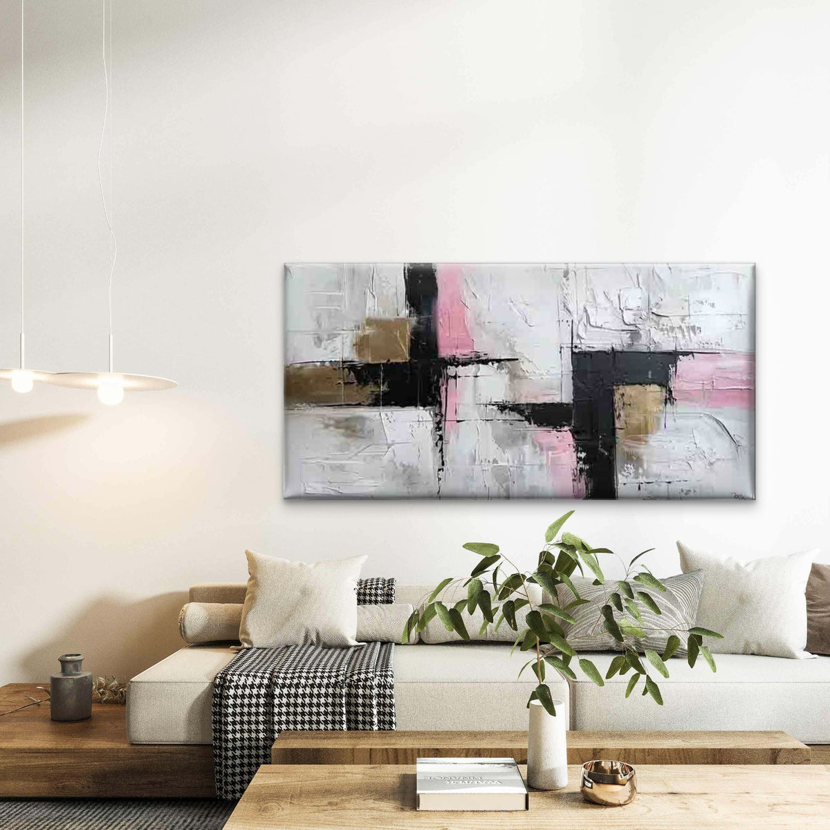 Abstract Geometric Design Wall Art Canvas Office Home Room Framed 120x60cm