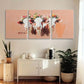 3pcs Cow with Flower Headbands Classic Design Metal Print Ready to Hang Art
