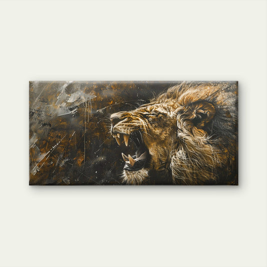 Modern Abstract Roaring Lion Wall Art Canvas Office Home Framed 80x45cm