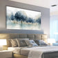 Modern Abstract Blue Forest Serene Nature Wall Art canvas office home room framed 120x60cm