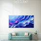 Blue Purple Fluid Waves Wall Art Canvas Office Home Room Framed 120x60cm