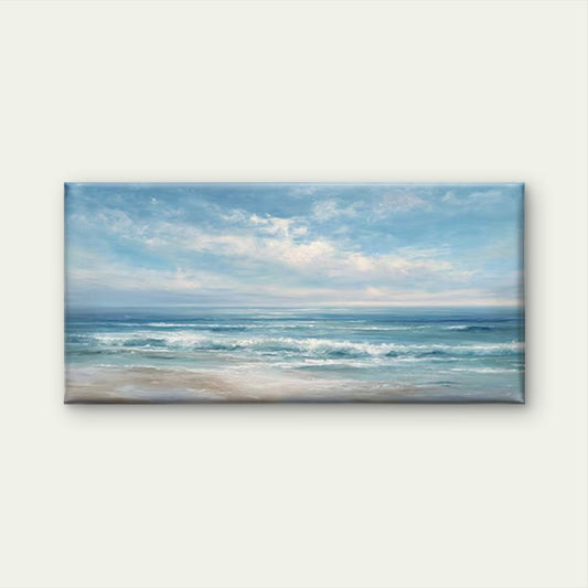 Coastal Landscape with Gentle Waves Wall Art Canvas Office Home Room Framed 80x45cm