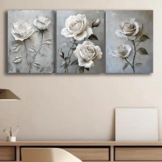 3pcs featuring La Rose Blanche Metal Print Ready to Hang Art