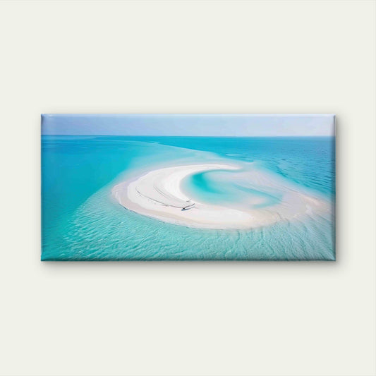 Blue Ocean With White Beach Wall Art Canvas Office Home Room Framed 80x45cm