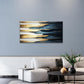 Navy Blue Gold Pattern Abstract Wall Art Canvas Office Home Framed 80x45cm